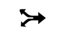 Black arrow splitting into two diverging paths on white background direction diverge Royalty Free Stock Photo