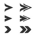 Black arrow symbols. Simple arrow buttons. Pointer on web. Sign of next, read more etc. Royalty Free Stock Photo