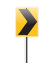 Black arrow turn right traffic sign on white