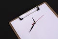 Black arrows of the clock on white paper. time management concept Royalty Free Stock Photo