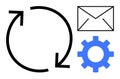 Circular Workflow with Arrows, Email Envelope, and Gear Representing Communication and Process Automation Royalty Free Stock Photo