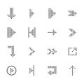 Black arrows icons set, pointers for navigation. Vector symbol for web design Royalty Free Stock Photo