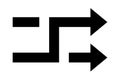 Black arrows with intersection icon. Shuffle icon. Random symbol. Vector isolated on white background.