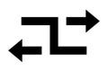 Black arrows with intersection icon. Shuffle icon. Random symbol. Vector isolated on white background.