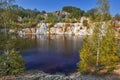 Black artificial lake and hills - mining and production of copper in Bor, Serbia