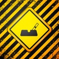 Black Ashtray with cigarette icon isolated on yellow background. Warning sign. Vector