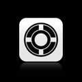 Black Ashtray icon isolated on black background. Silver square button. Vector Illustration