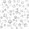 Black Asian or Chinese conical straw hat icon isolated seamless pattern on white background. Vector Royalty Free Stock Photo