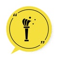 Black Aspergillum icon isolated on white background. Yellow speech bubble symbol. Vector Royalty Free Stock Photo
