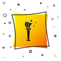 Black Aspergillum icon isolated on white background. Yellow square button. Vector Royalty Free Stock Photo