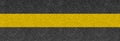 Black asphalt background texture with yellow line. Banner Royalty Free Stock Photo