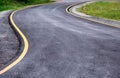 Black asphalt road curved