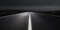 Black Asphalt Road And White Dividing Lines Highway, AI generated Royalty Free Stock Photo