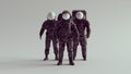 Black Astronaut Cosmonaut with White Visor Helmet Group of Three Spaceman Spacewoman Technology