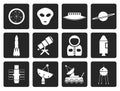 Black Astronautics and Space Icons Royalty Free Stock Photo