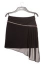 Black asymmetrical mini skirt with zipper