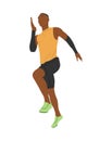 Black athlete sportsman running vector on white.