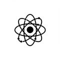A black atom symbol on a white background, featuring a central circle representing th Royalty Free Stock Photo