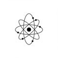 Black atomic structure symbol with a central nucleus represented by a solid circle and Royalty Free Stock Photo