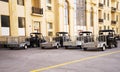 Black ATV Quad bike stand in the yard Royalty Free Stock Photo