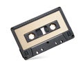 Black audio cassette tape isolated on white background Royalty Free Stock Photo