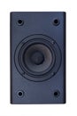 Black audio speaker isolated on white background. Top view. Rectangular music speaker. Royalty Free Stock Photo