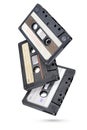 Black audio tape compact cassettes isolated on white Royalty Free Stock Photo