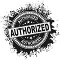 Black authorized. grungy rubber stamp splash on a white background