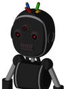 Black Automaton With Bubble Head And Dark Tooth Mouth And Three-Eyed And Wire Hair