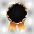 Black award banner with golden frame and golden ribbons Royalty Free Stock Photo