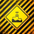 Black Award over sports winner podium icon isolated on yellow background. Warning sign. Vector Royalty Free Stock Photo