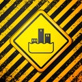 Black Award over sports winner podium icon isolated on yellow background. Warning sign. Vector Royalty Free Stock Photo