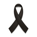 Black awareness ribbon. Mourning and melanoma icon