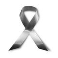 Black awareness ribbon, Mourning and melanoma symbol, isolated on white background