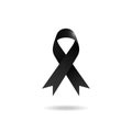 Black awareness ribbon symbol isolated on white background
