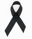 Black awareness ribbon on white Royalty Free Stock Photo