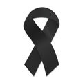 Black awareness ribbon on white background. Mourning and melanoma symbol. Vector illustration