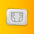Black Baby absorbent diaper icon isolated on yellow background. Silver rectangle button. Vector Royalty Free Stock Photo