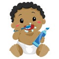 Black Baby brushing teeth