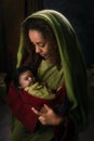 Black baby in Christmas Nativity scene Royalty Free Stock Photo