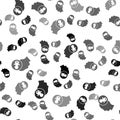 Black Baby dummy pacifier icon isolated seamless pattern on white background. Toy of a child. Vector Royalty Free Stock Photo