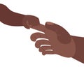 Black baby hand holds father by the finger. children and parents, father s day concept. vector illustration on a white Royalty Free Stock Photo