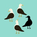 Black - backed gull vector illustration flat style black silhouette Royalty Free Stock Photo