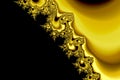 Black background with abstract gold fractal for card or invitation with copy space. Royalty Free Stock Photo