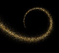 Black background with abstract golden shiny swirl. Royalty Free Stock Photo