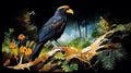 black background abstract of javanese eagle bird branch the tropical forest. Generative Ai Royalty Free Stock Photo