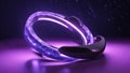 _A black background with a blue and purple neon lightning ring and a stormy cloud Royalty Free Stock Photo