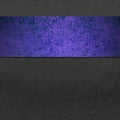 Black background with colorful stripe or ribbon in purple and blue sponged grunge or distressed vintage texture