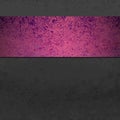 Black background with colorful stripe or ribbon in purple and pink sponged grunge or distressed vintage texture Royalty Free Stock Photo