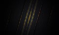 Dark carbon fiber texture with yellow and gray lines. Royalty Free Stock Photo